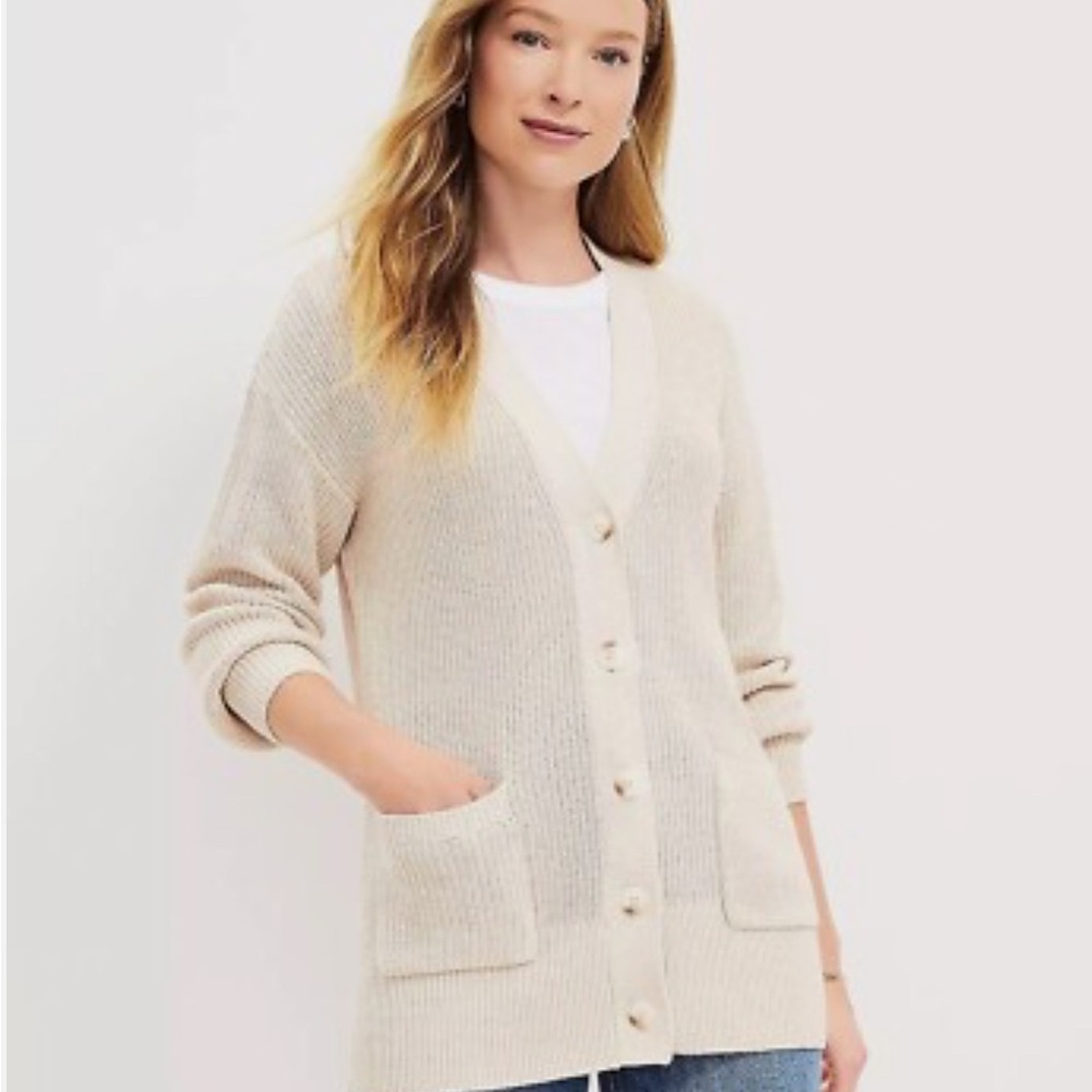 LOFT Women's Cream Cardigan Sweater